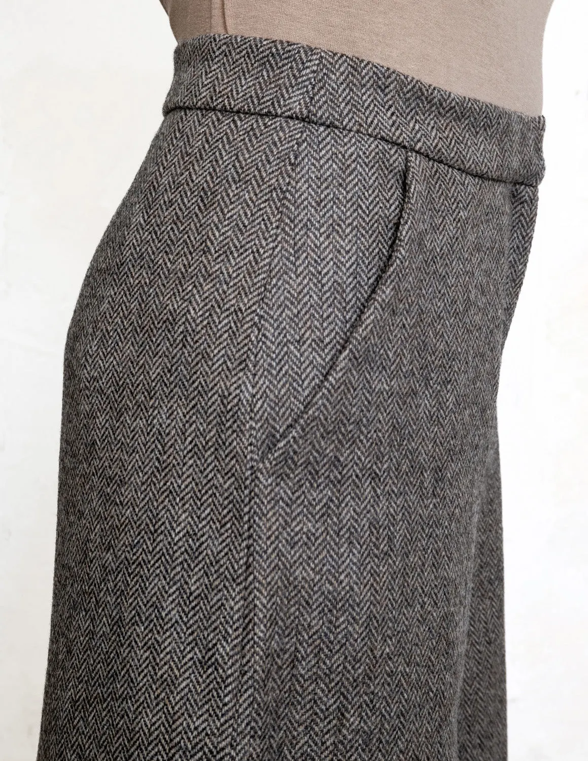 Enya Tweed Culottes - Light Tan Herringbone