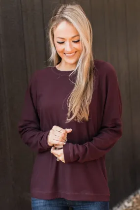 Express It All Knit Pullover Top- Dark Plum