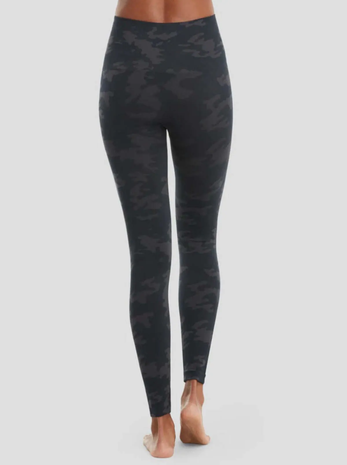 Faux Leather Leggings - Black Camo