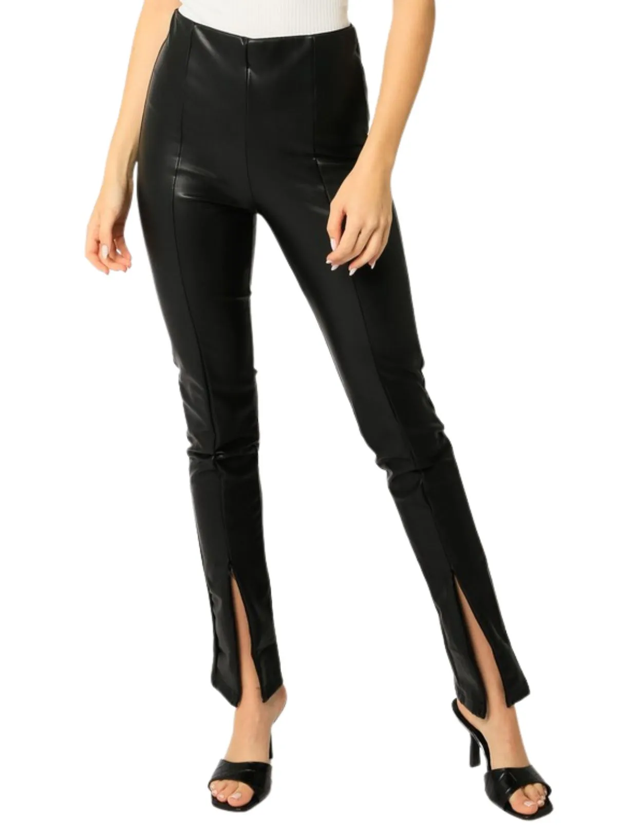 Faux Leather Leggings in Black