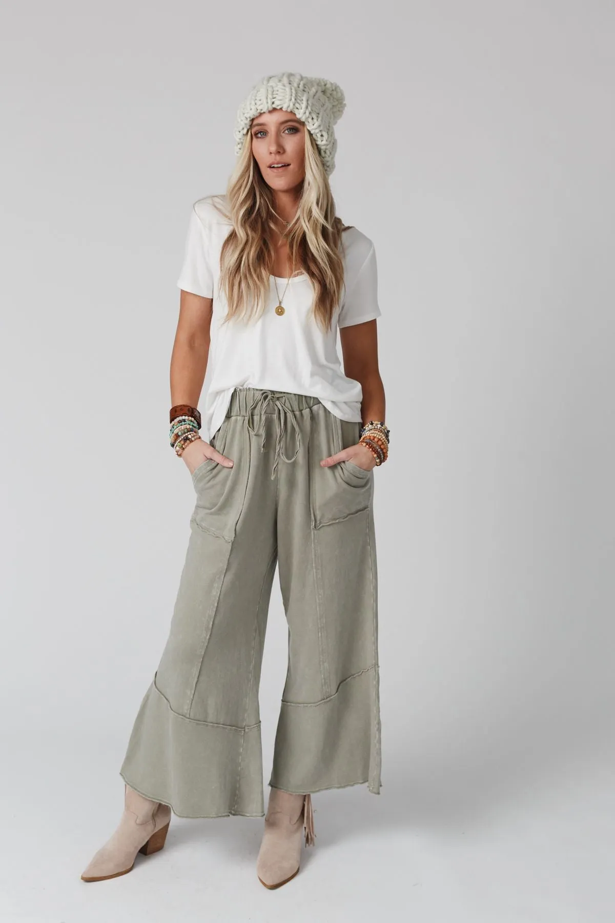 Feeling Good Wide Leg Pant - Faded Sage