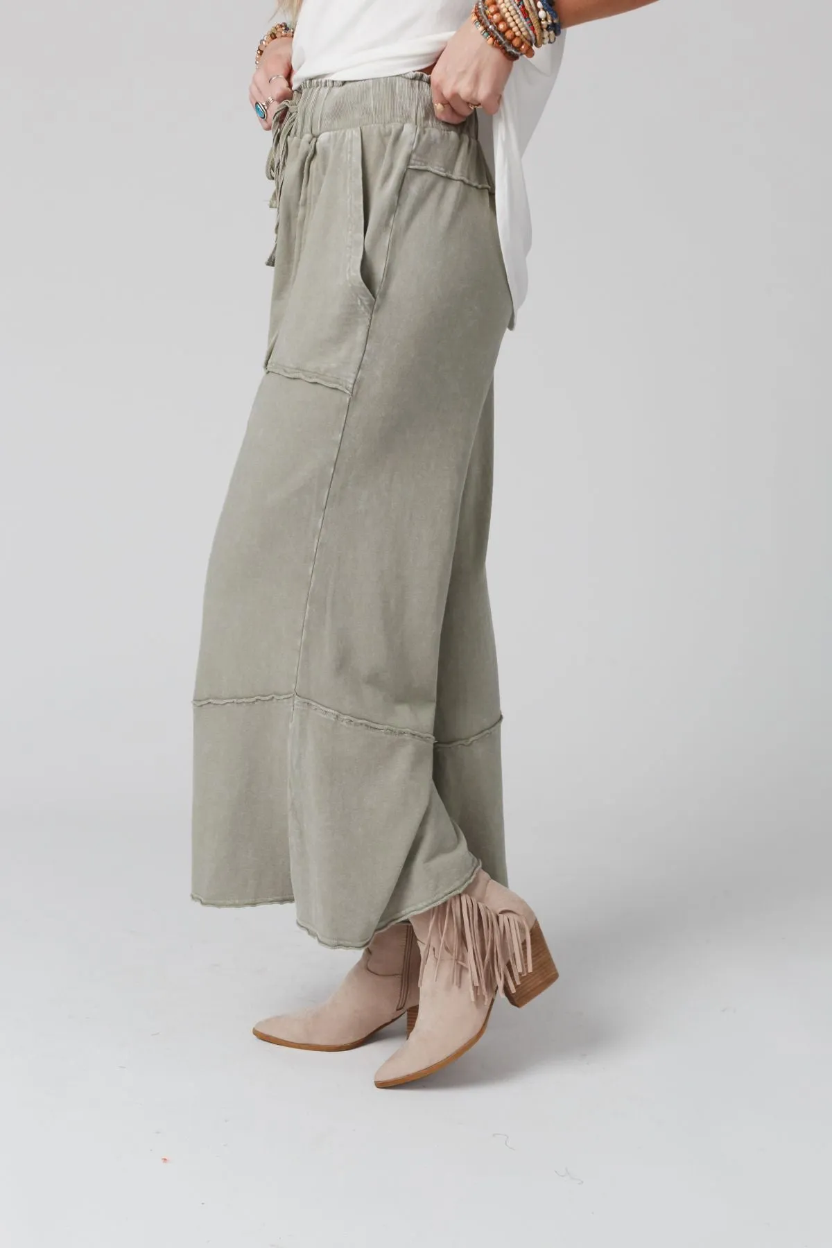 Feeling Good Wide Leg Pant - Faded Sage