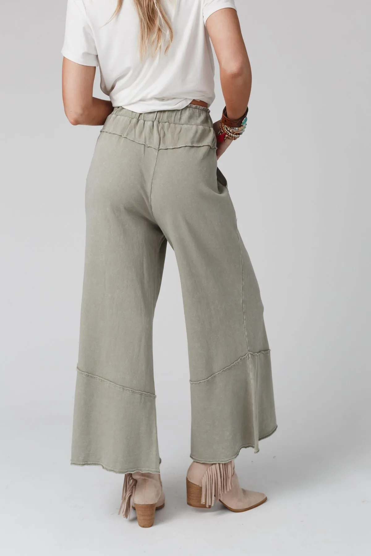 Feeling Good Wide Leg Pant - Faded Sage