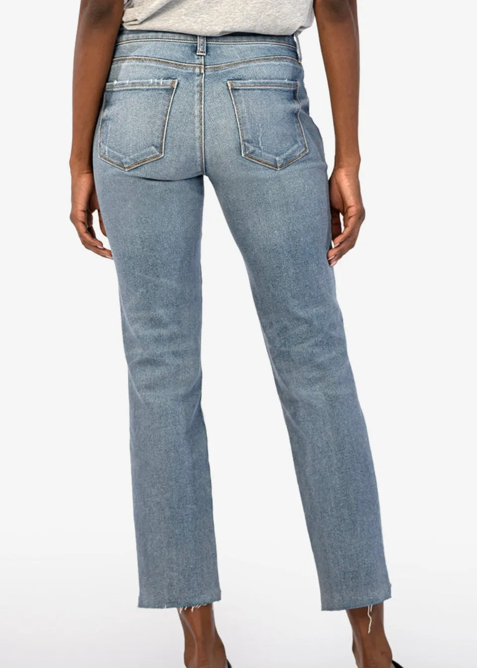 FINAL SALE - KUT Reese Mid Rise Ankle Straight Leg Step Hem Jeans