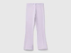 Flared leggings in stretch cotton - Lilac | Benetton