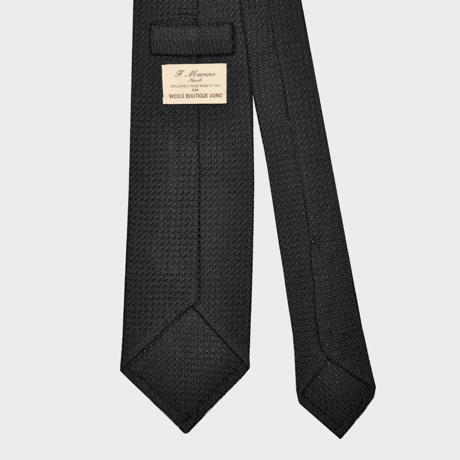 F.Marino Grenadine Silk Tie Chunky Gauze 3 Folds Black