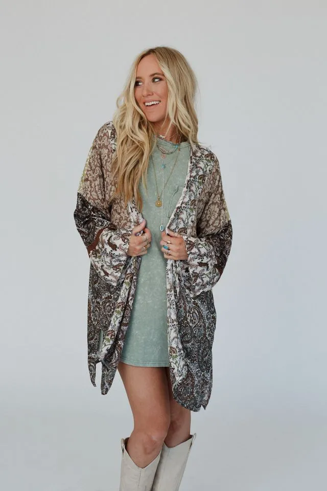 Free Spirit Floral Kimono - Brown