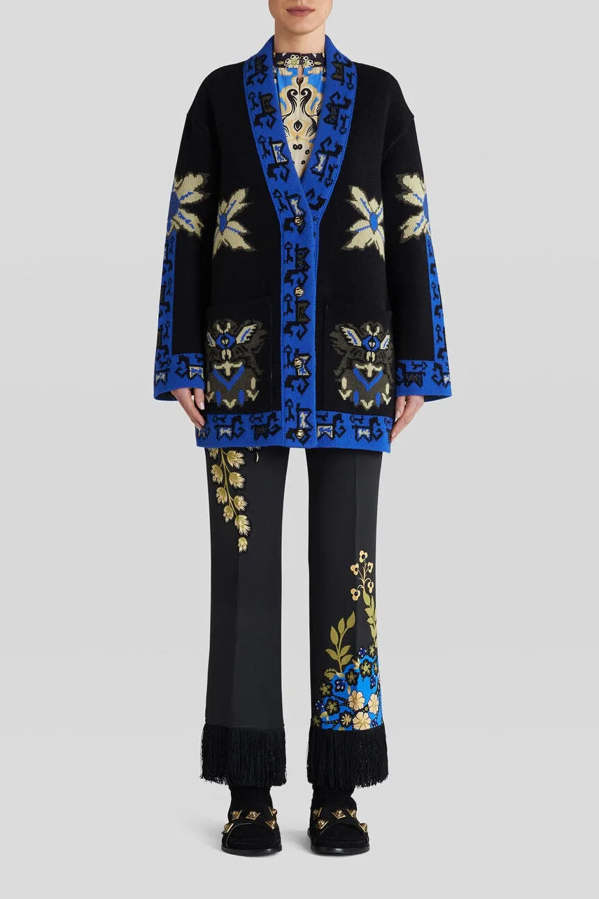 Geometric Pattern Jacquard Coat