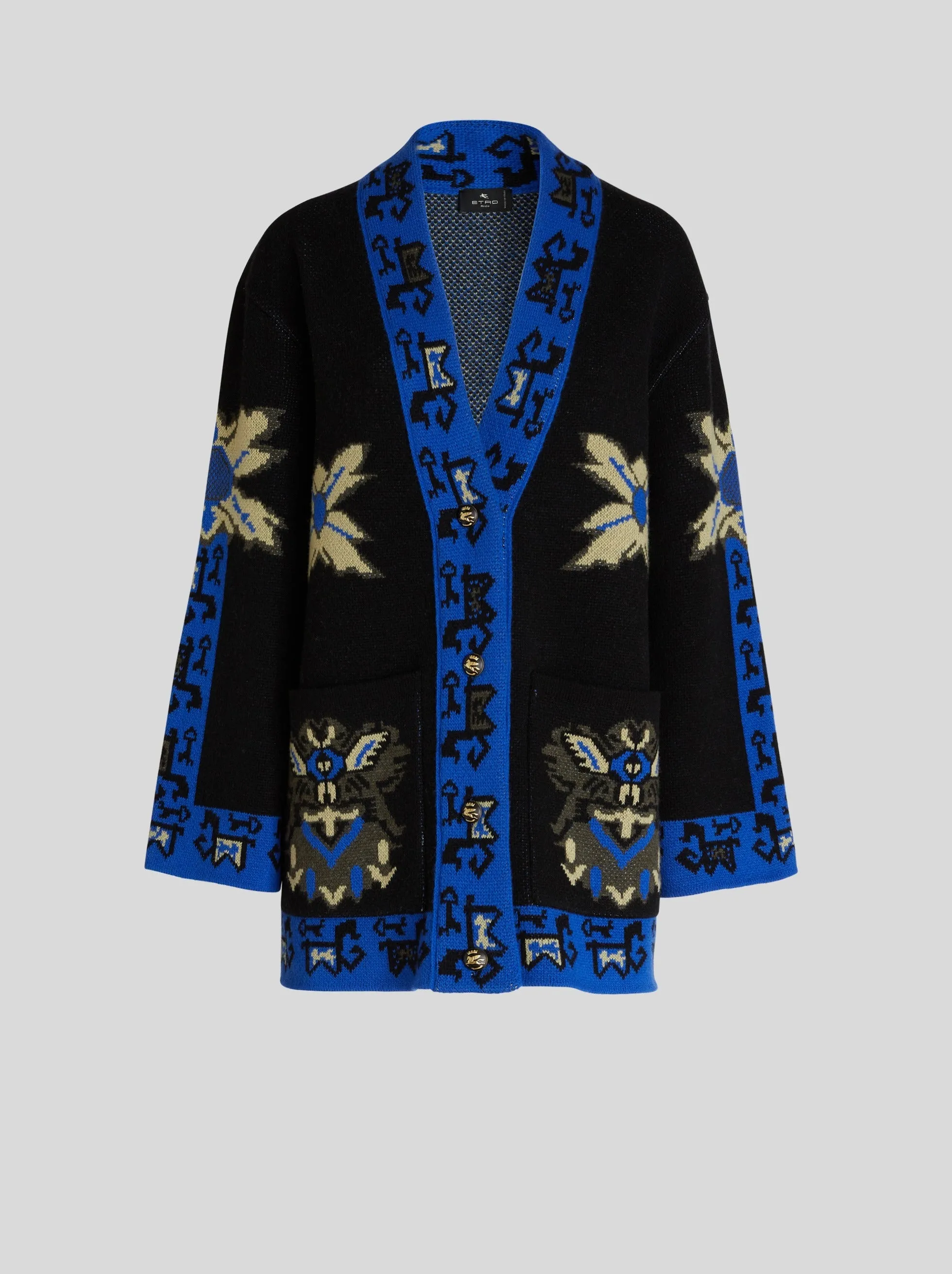 Geometric Pattern Jacquard Coat