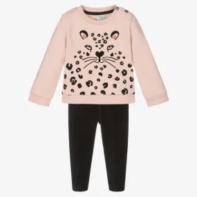 Girls Pink Leopard Leggings Set