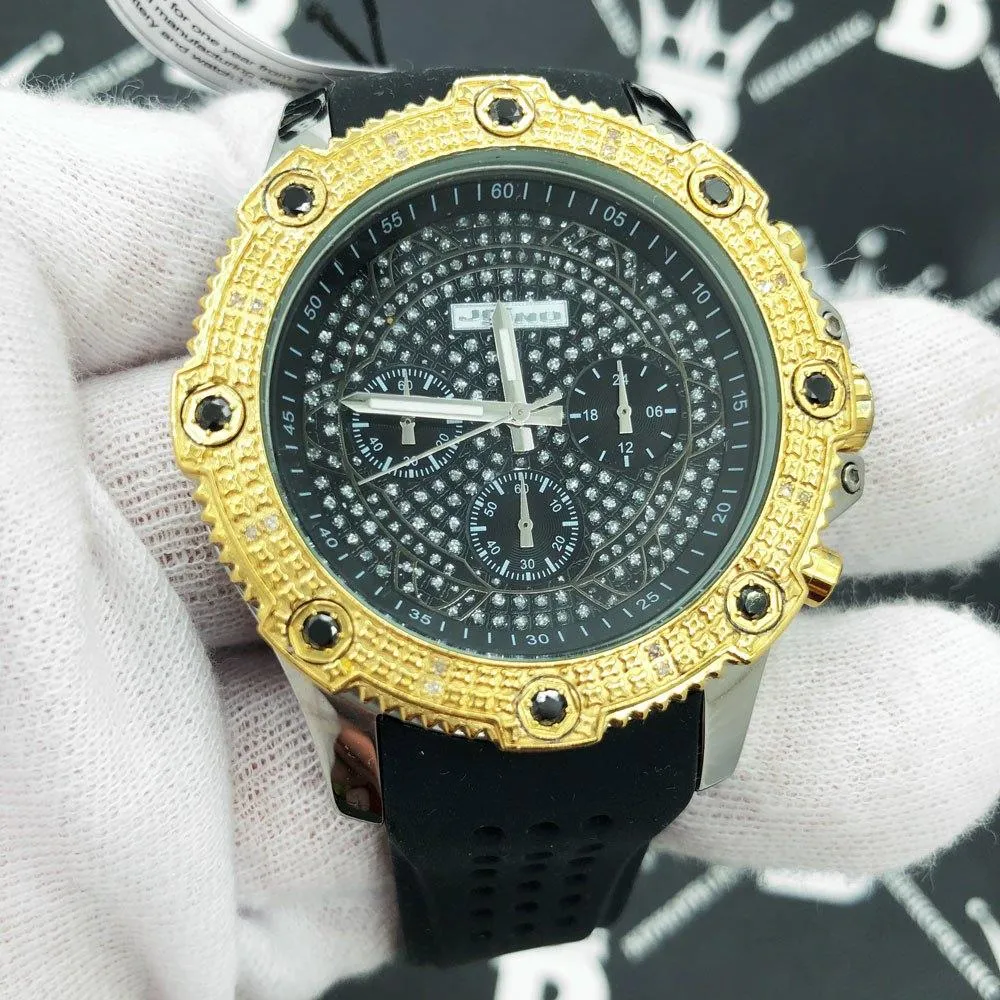 Gold Chunky .50 Carat Black Diamond Hip Hop Watch JoJino