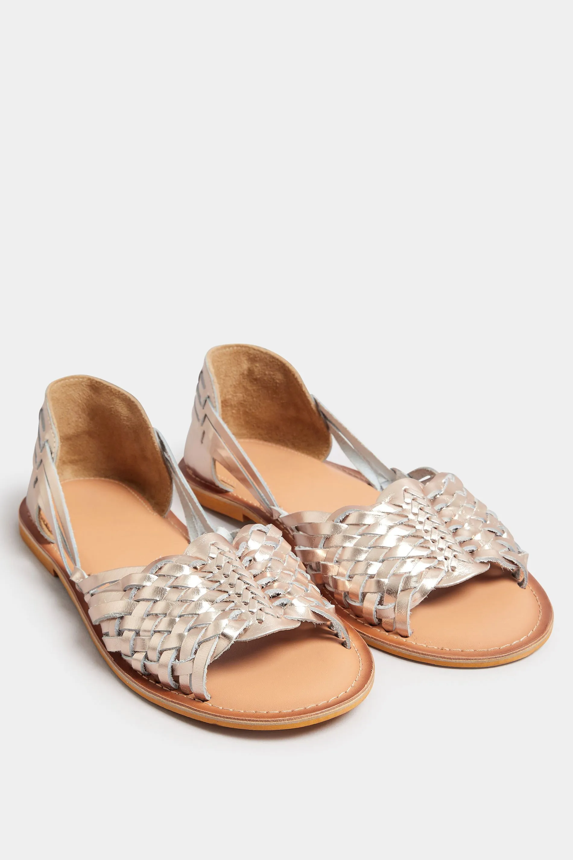 Gold Woven Leather Mules In Extra Wide EEE FIt