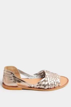 Gold Woven Leather Mules In Extra Wide EEE FIt