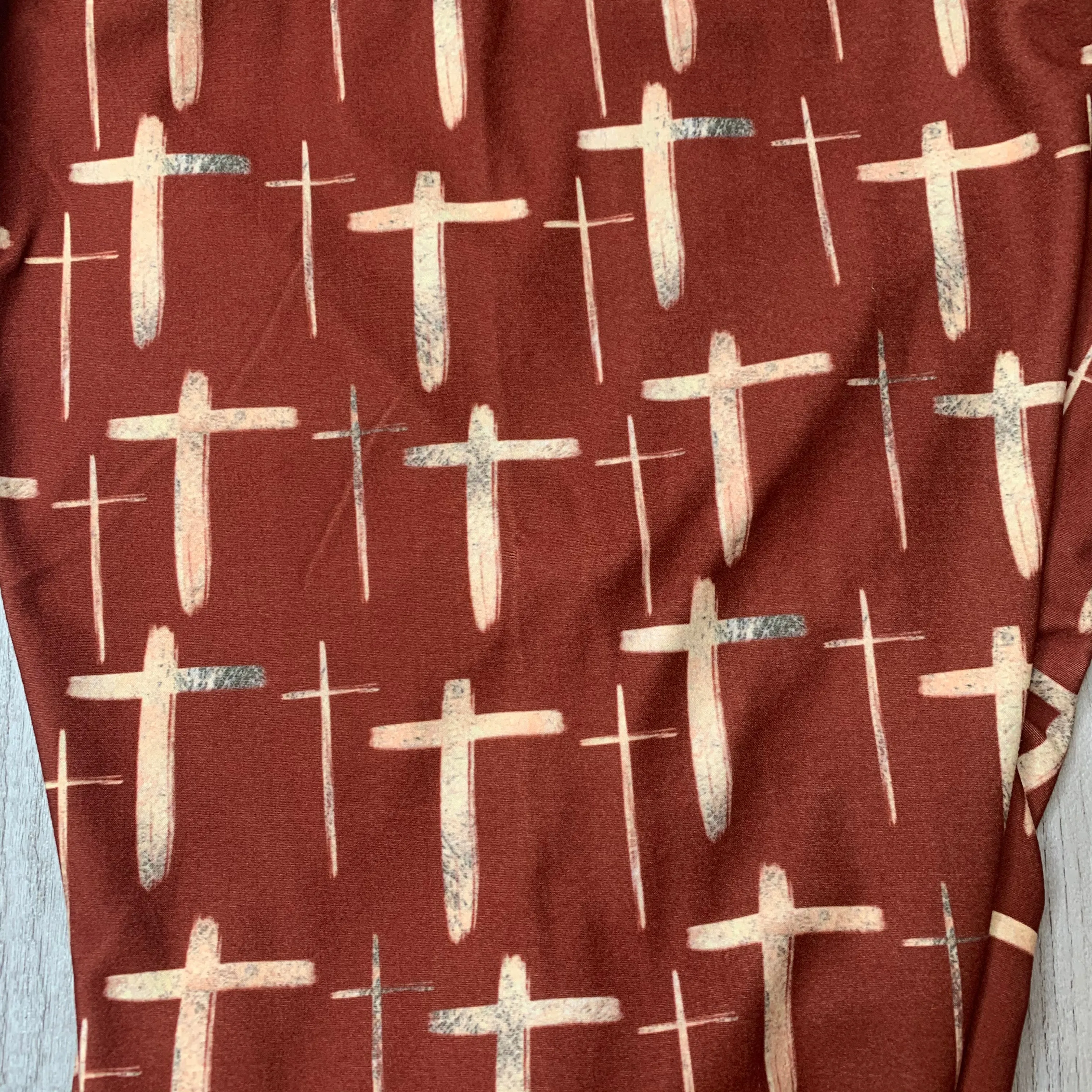 Golden Crosses Maroon Leggings