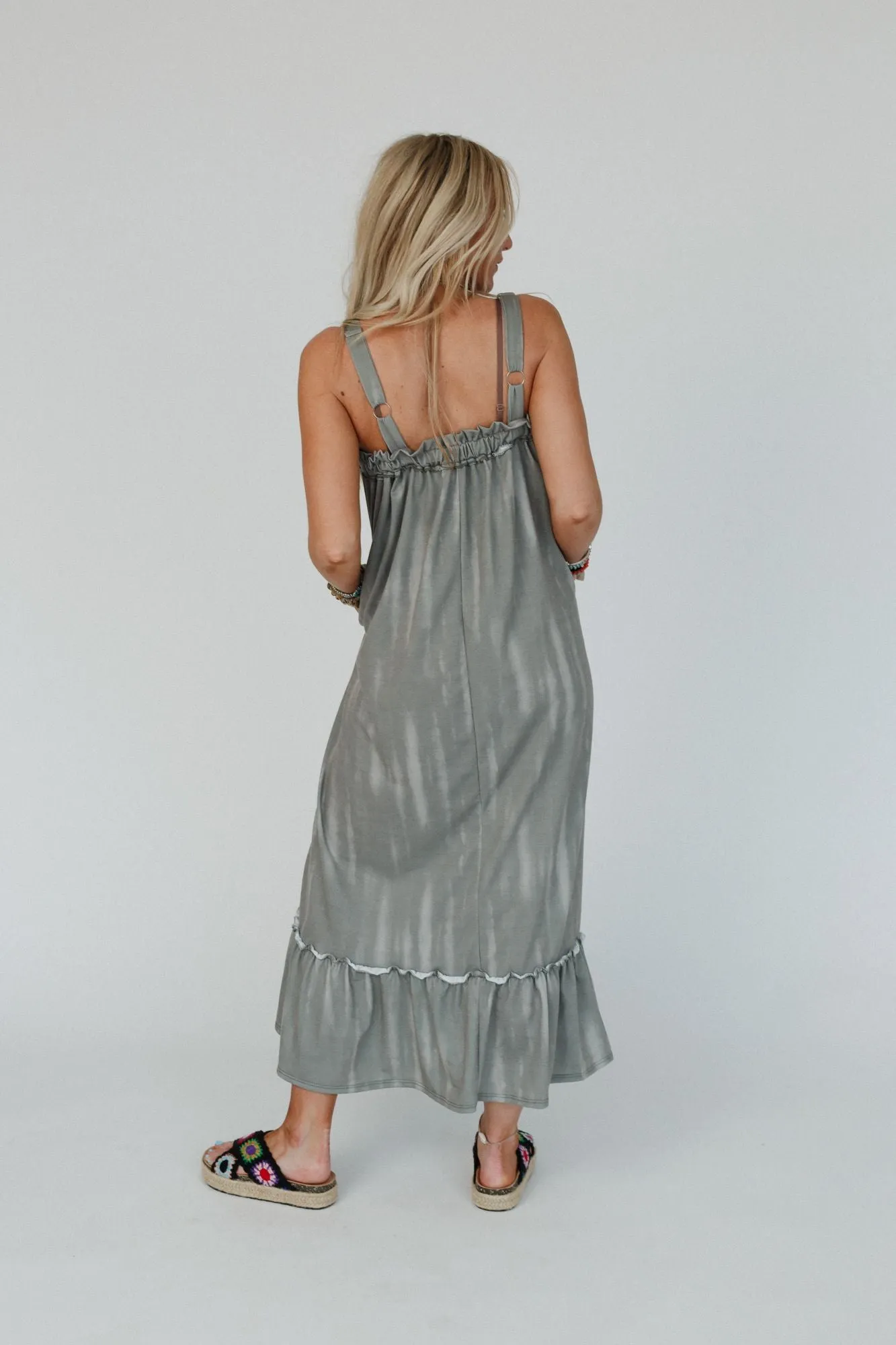 Good Grace Ruffle Hem Maxi Dress - Olive