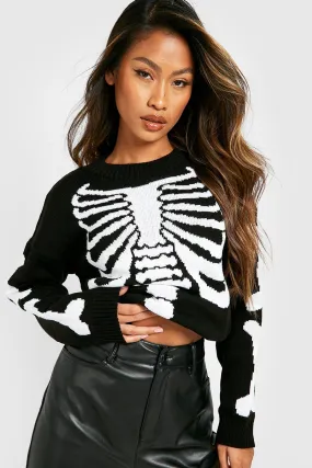 Halloween Skeleton Crop Sweater