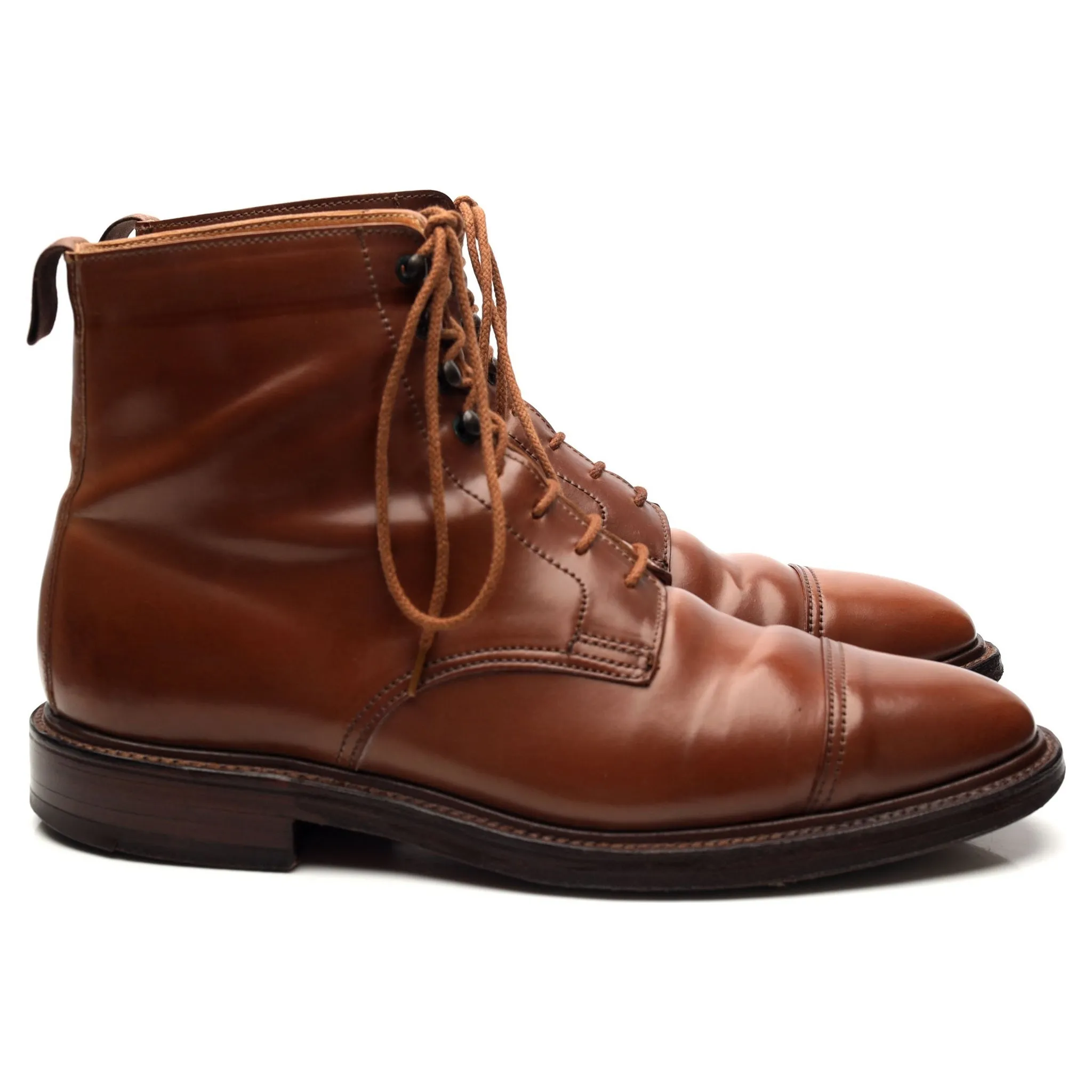 'Harlech' Tan Brown Cordovan Leather Boots UK 7 E