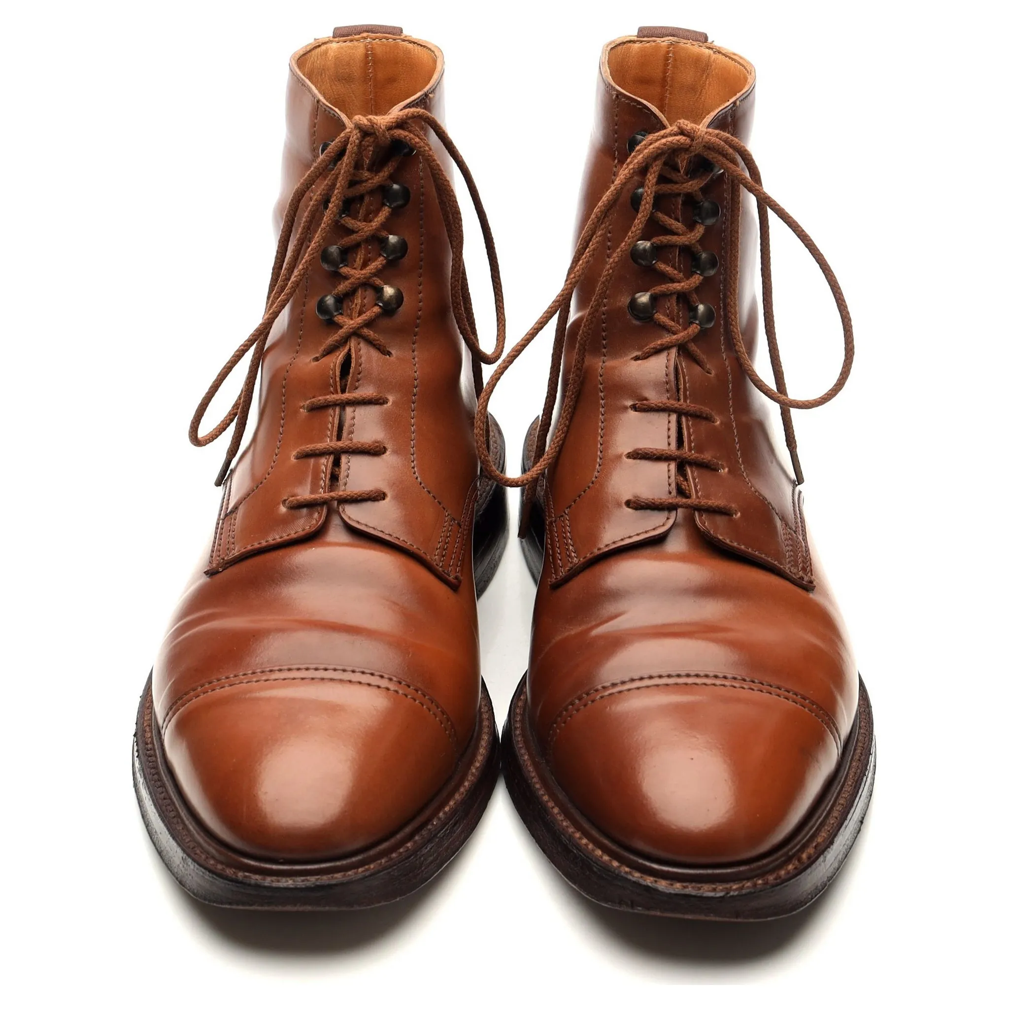 'Harlech' Tan Brown Cordovan Leather Boots UK 7 E