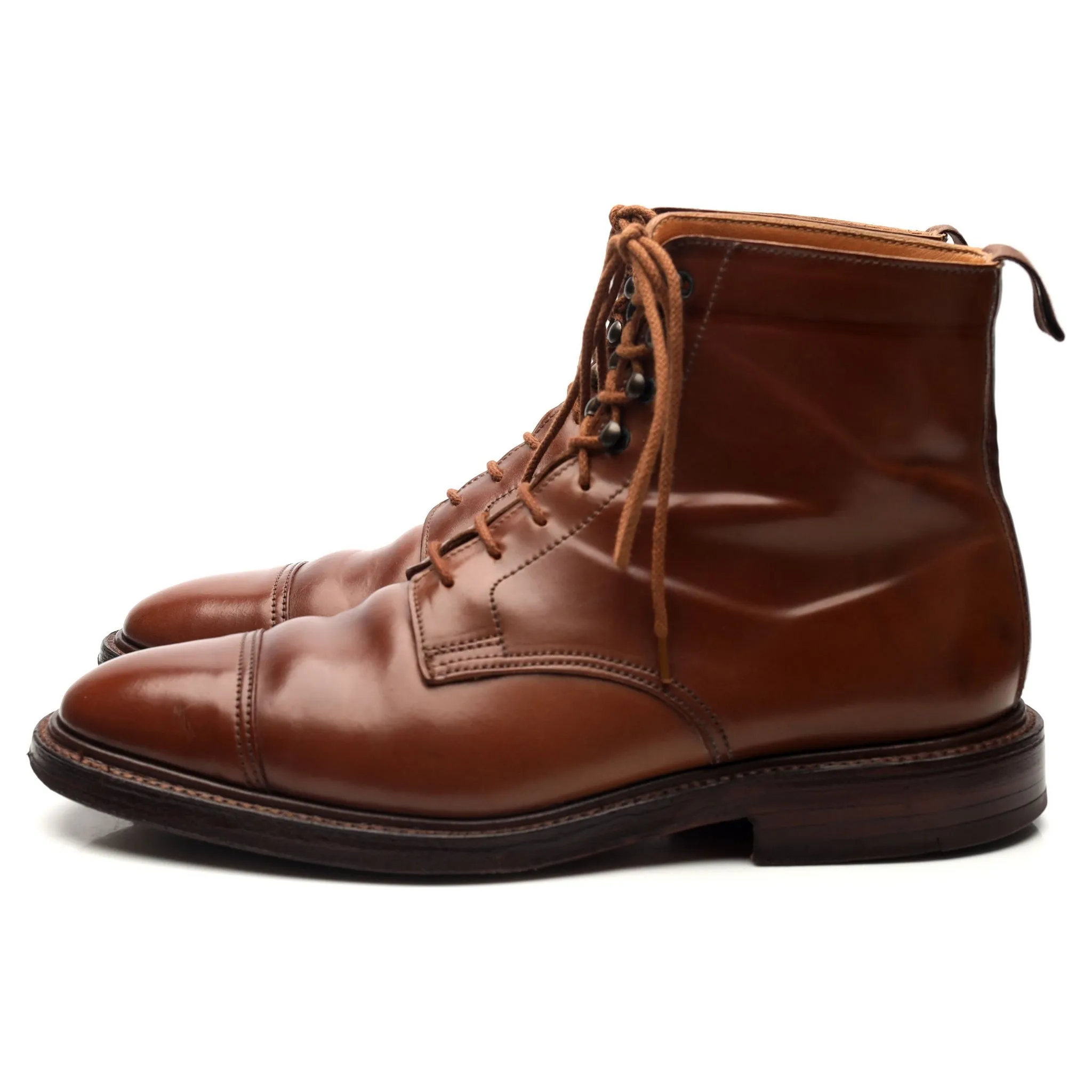 'Harlech' Tan Brown Cordovan Leather Boots UK 7 E