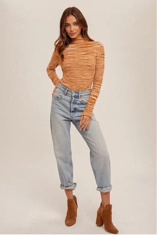 Hem & Thread Mock Neck Pointelle Sweater Top