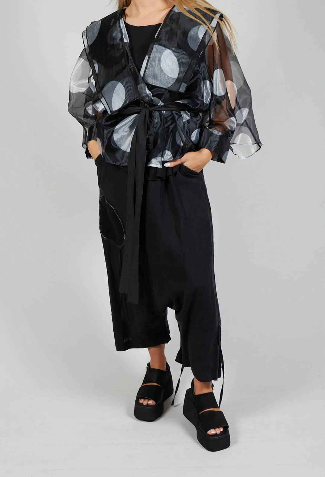 Keten Drop-Crotch Culottes in Black