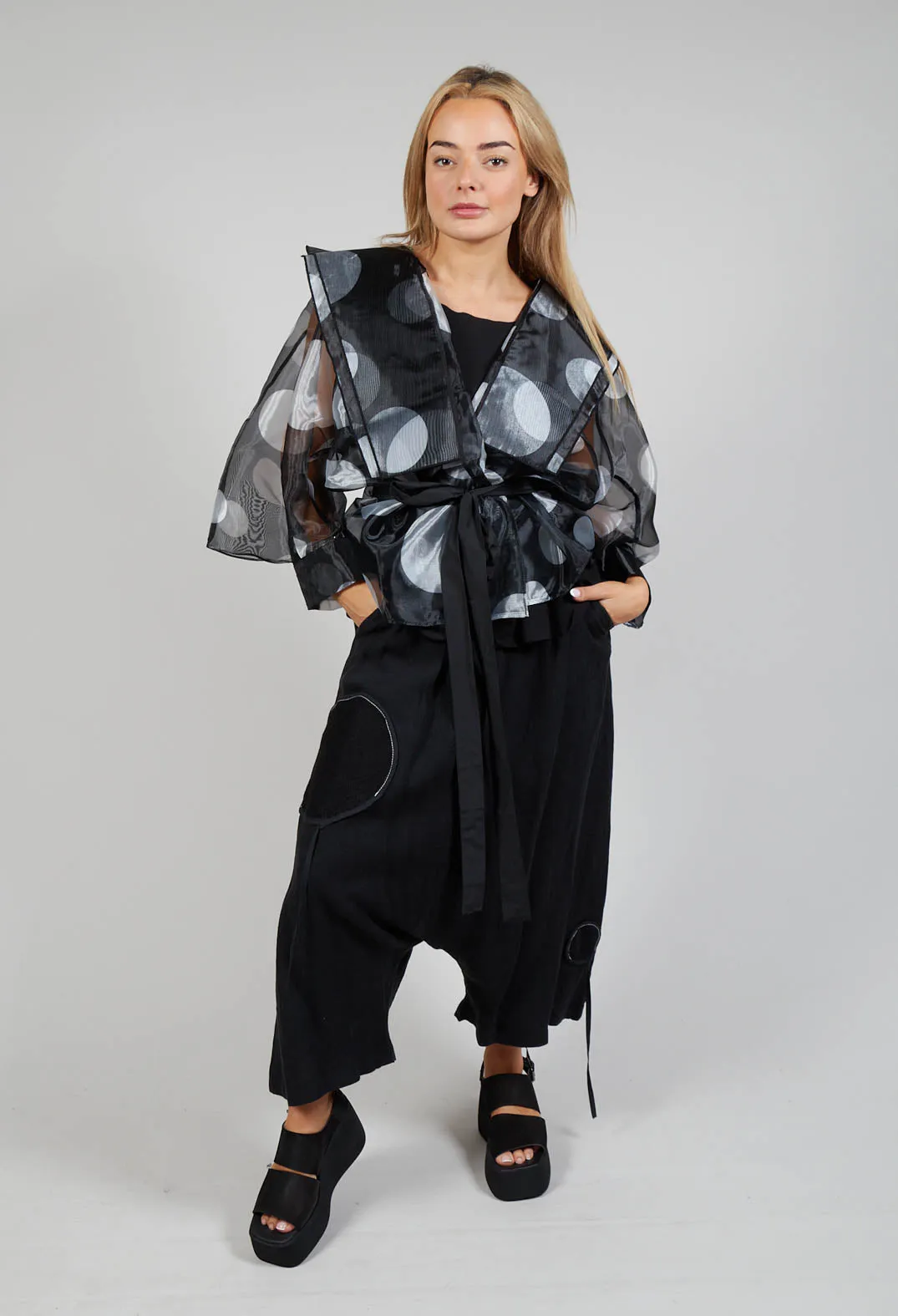 Keten Drop-Crotch Culottes in Black