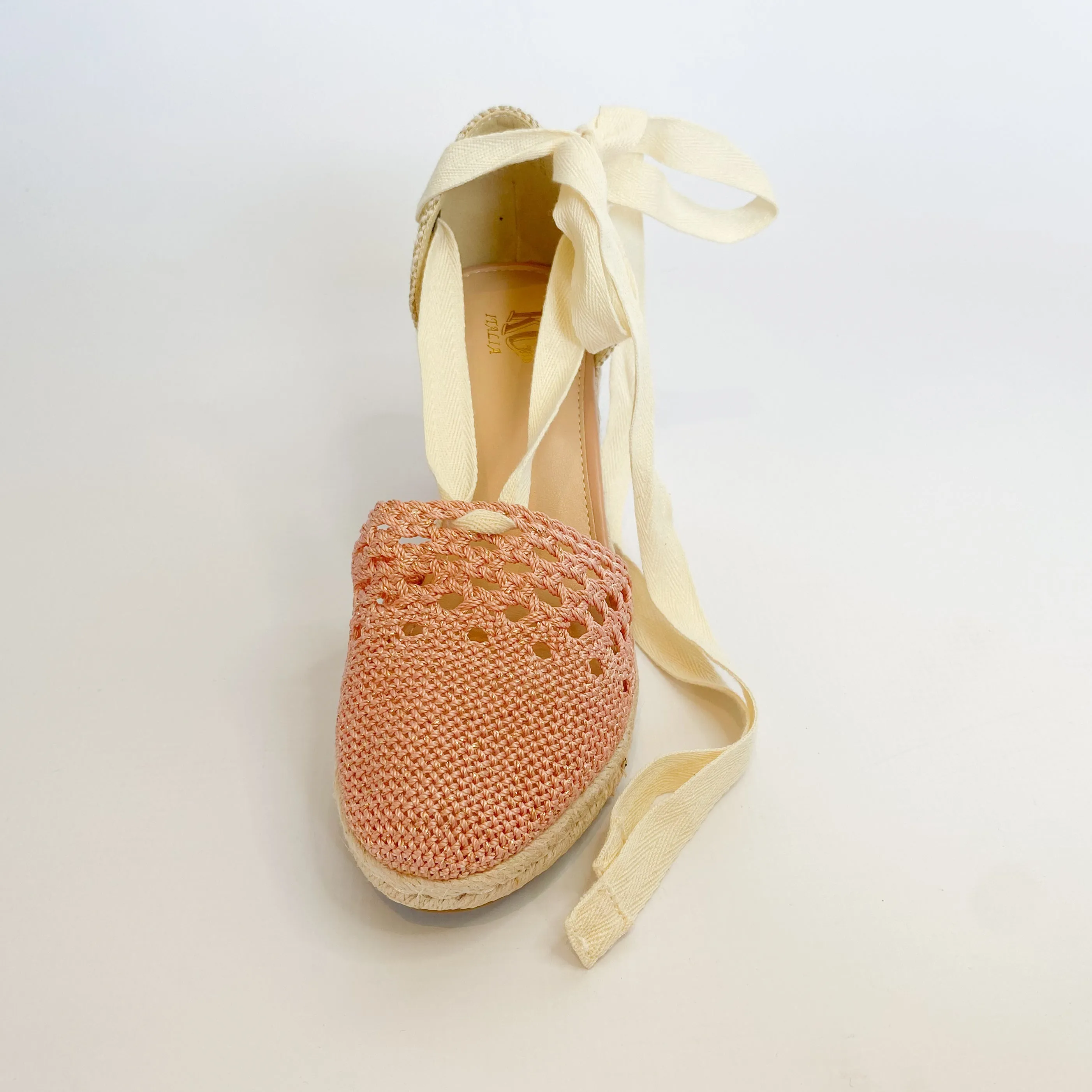 KG rose ankle tie espadrille wedge