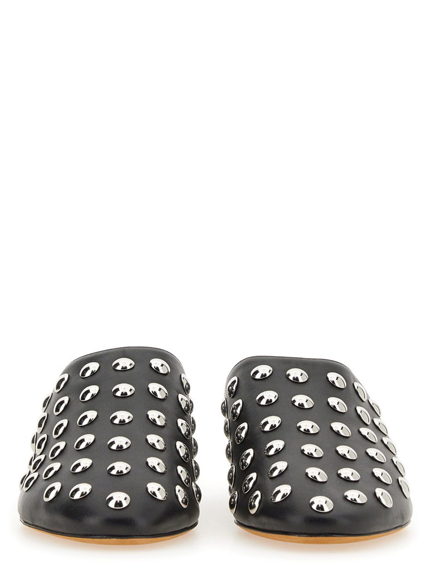 KHAITE     LEATHER OTTO MULES WITH STUDS