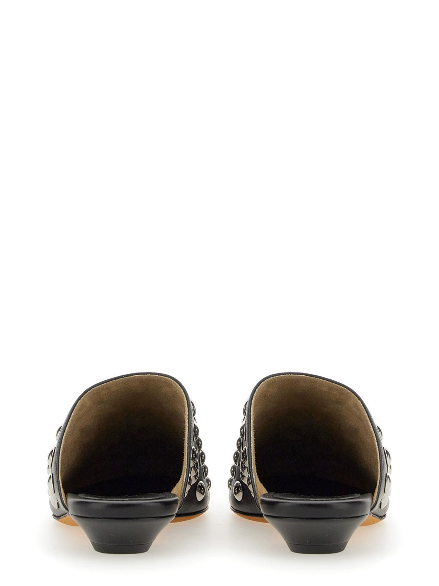 KHAITE     LEATHER OTTO MULES WITH STUDS