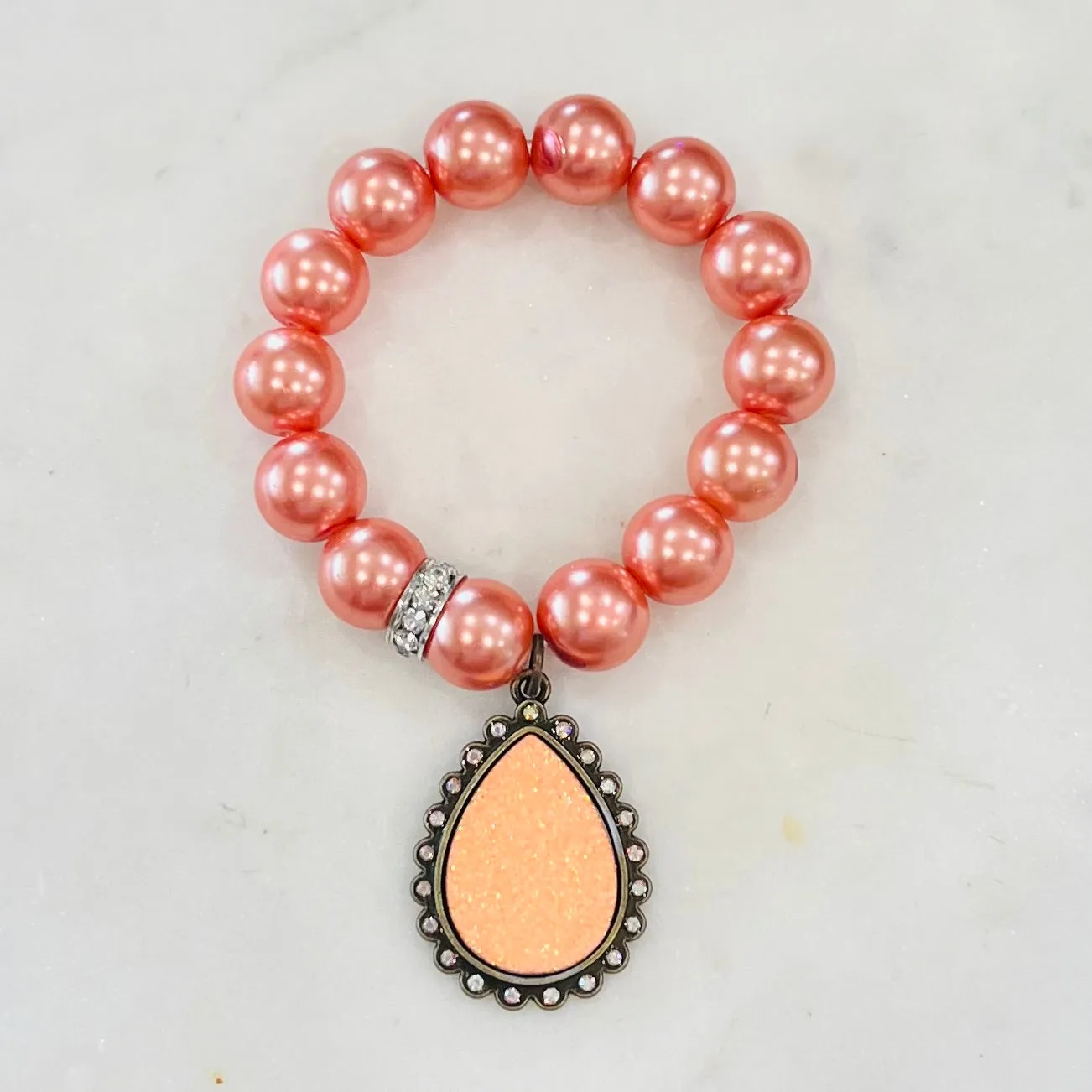 KIG Metallic Orange Glitter Teardrop Chunky Bracelet