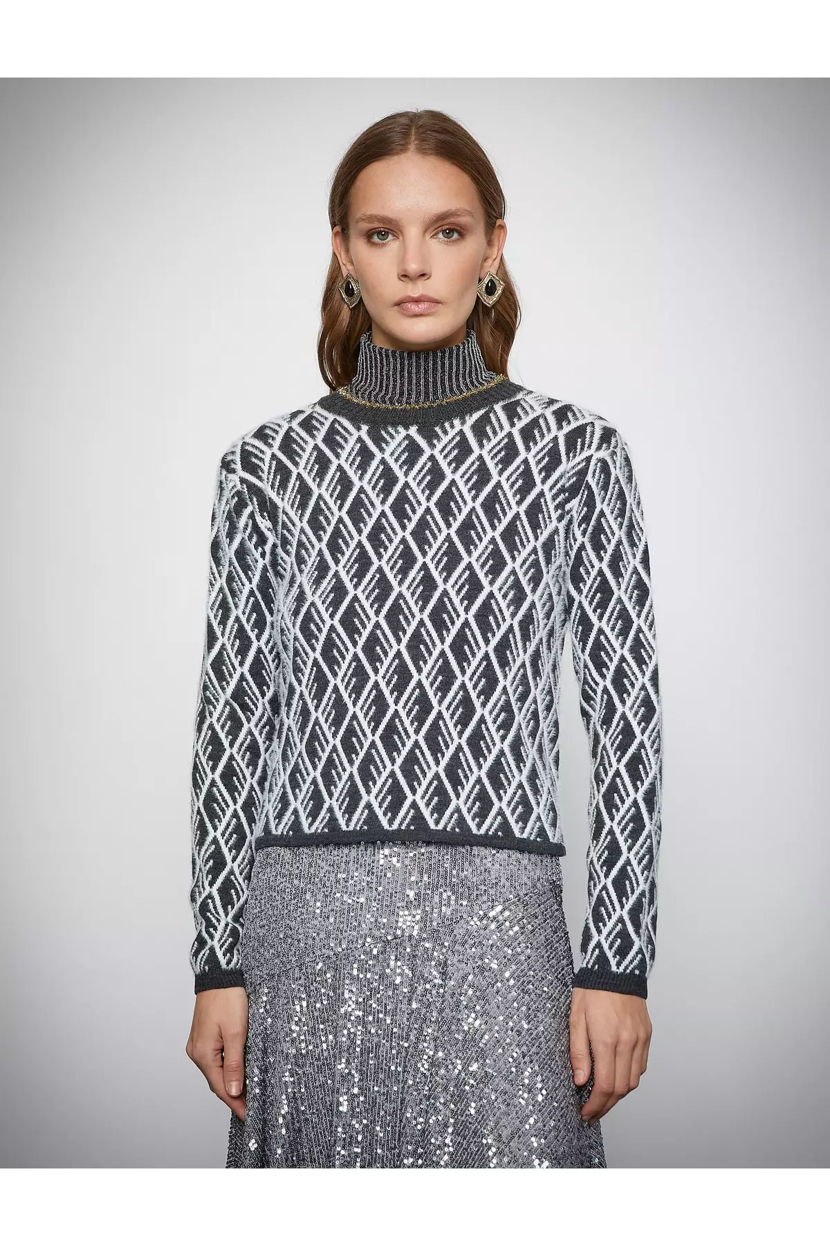 KOTON Glittery Soft Turtleneck Sweater