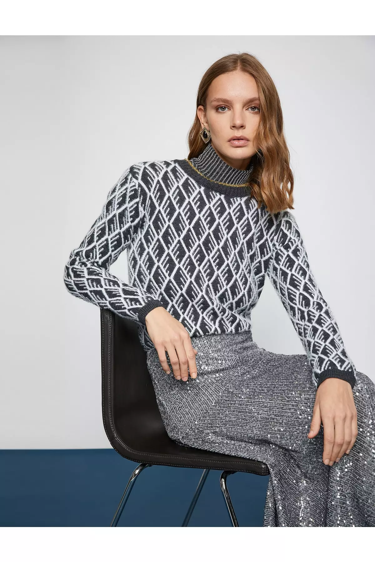 KOTON Glittery Soft Turtleneck Sweater