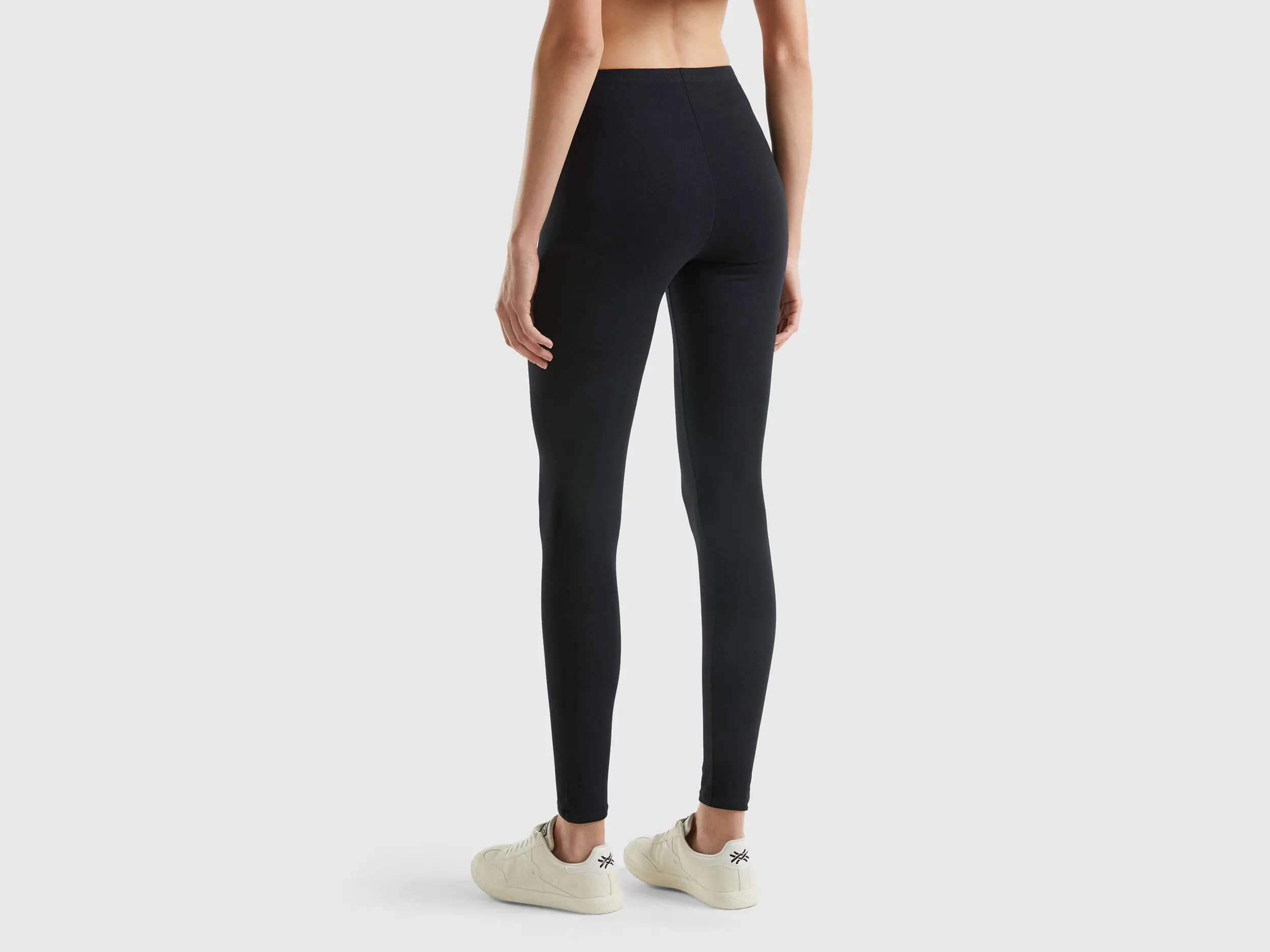 Leggings in stretch cotton - Black | Benetton