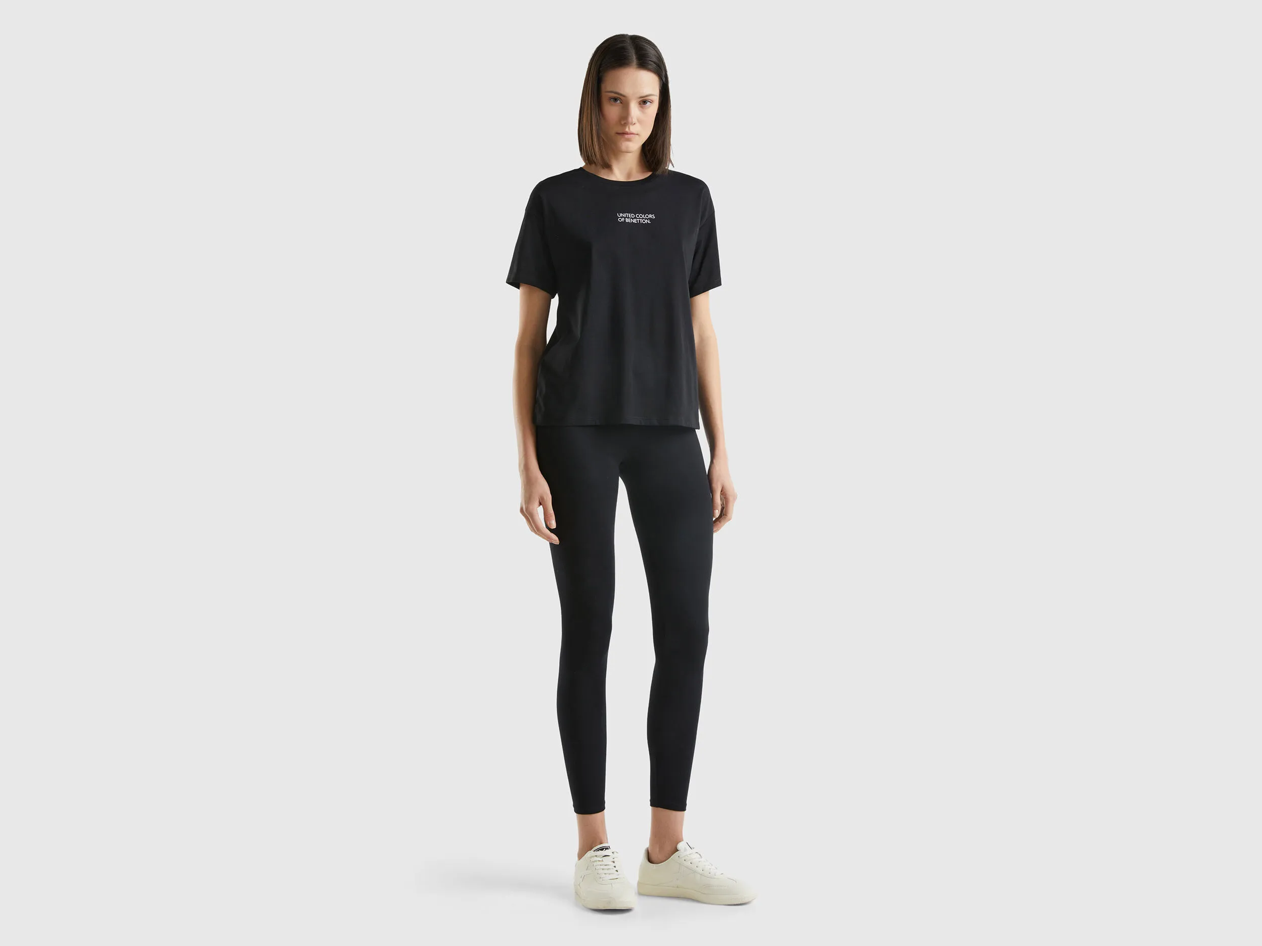 Leggings in stretch cotton - Black | Benetton