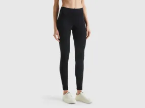 Leggings in stretch cotton - Black | Benetton