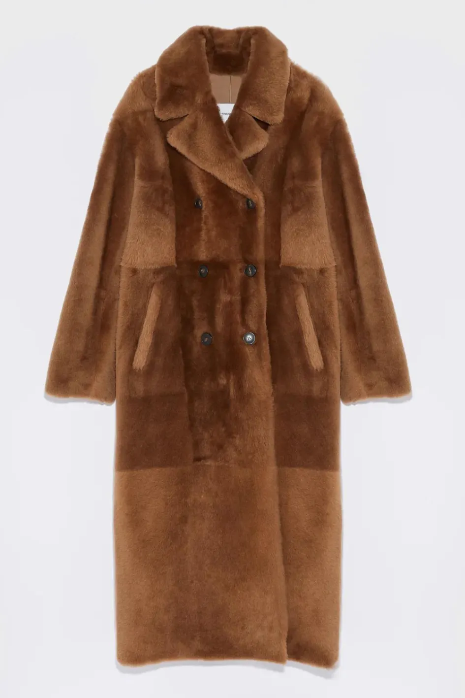 Long Double-Breasted Coat in Lambskin