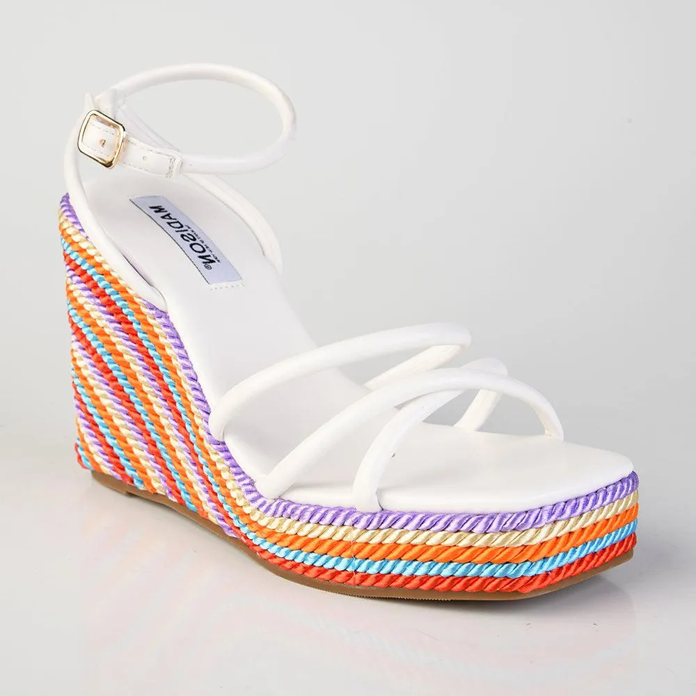 Madison Azalia Rope Wedge Sandal  - White