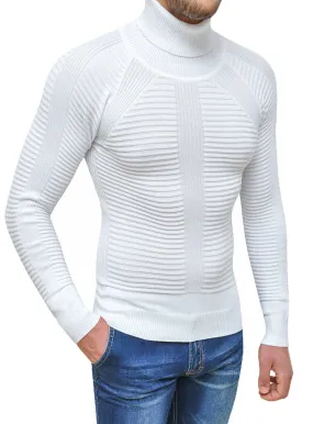 Maglione Dolcevita uomo Diamond invernale bianco slim fit pullover a collo alto