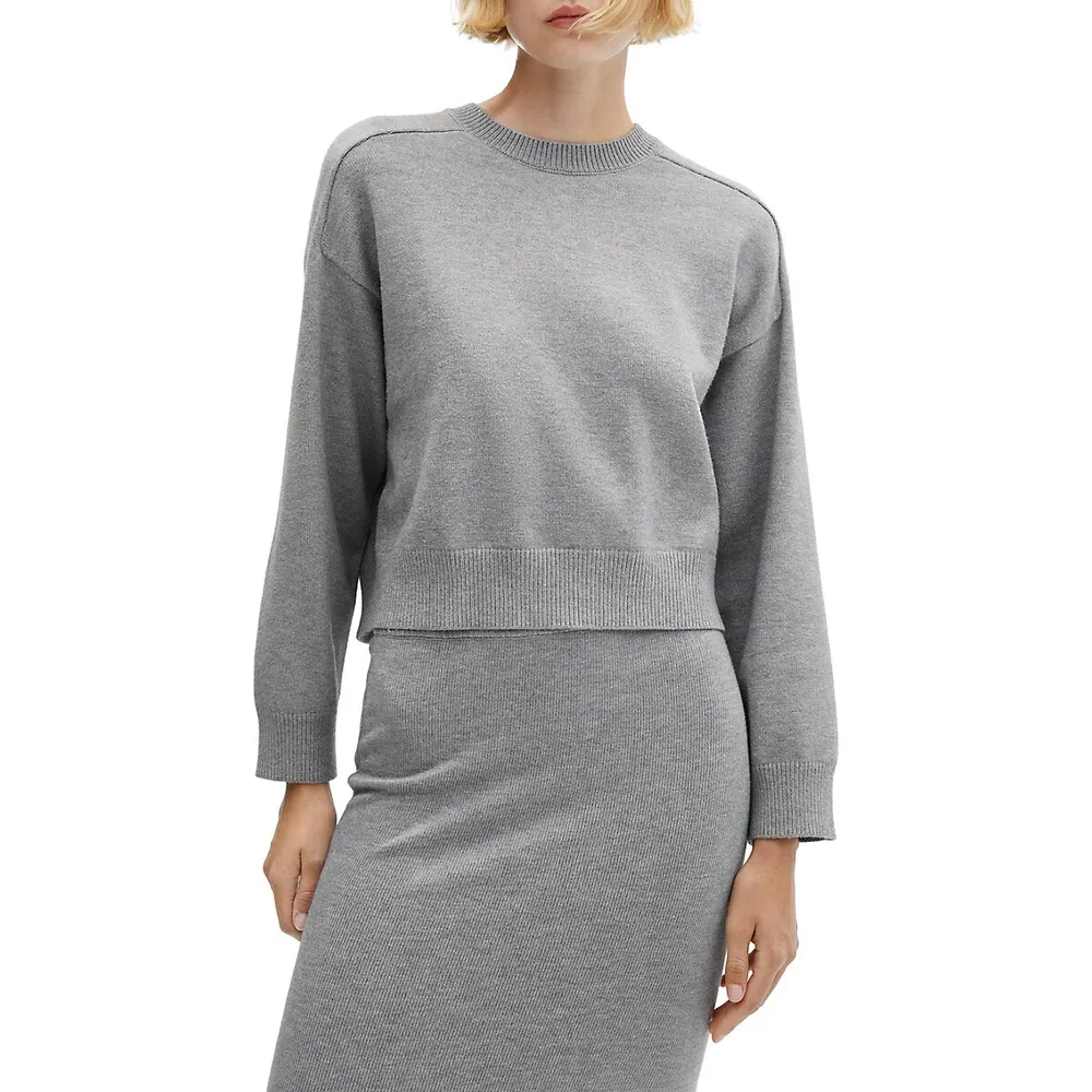 Mango Seamed-Shoulder Sweater