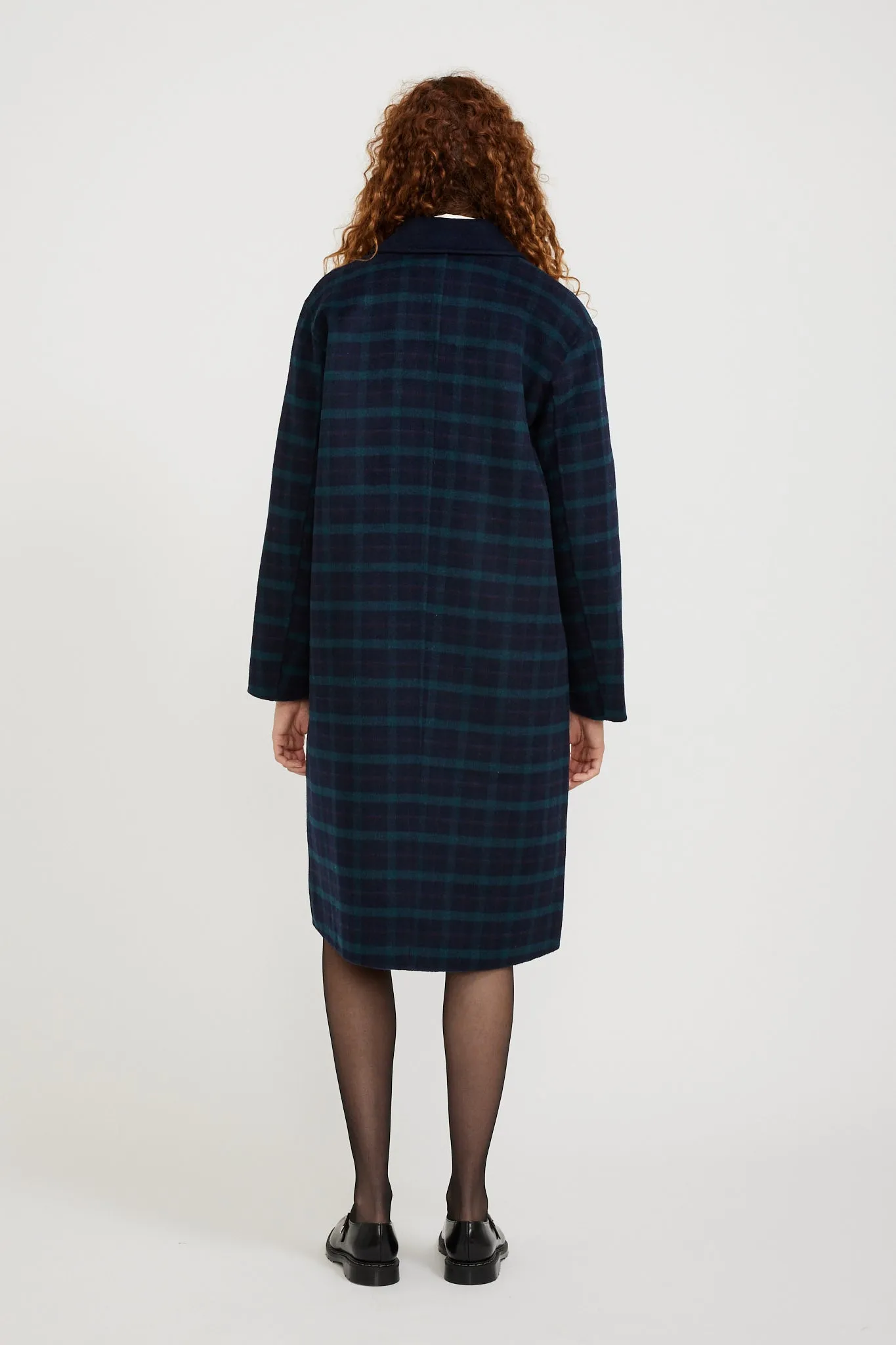 Manine Tartan Coat Navy