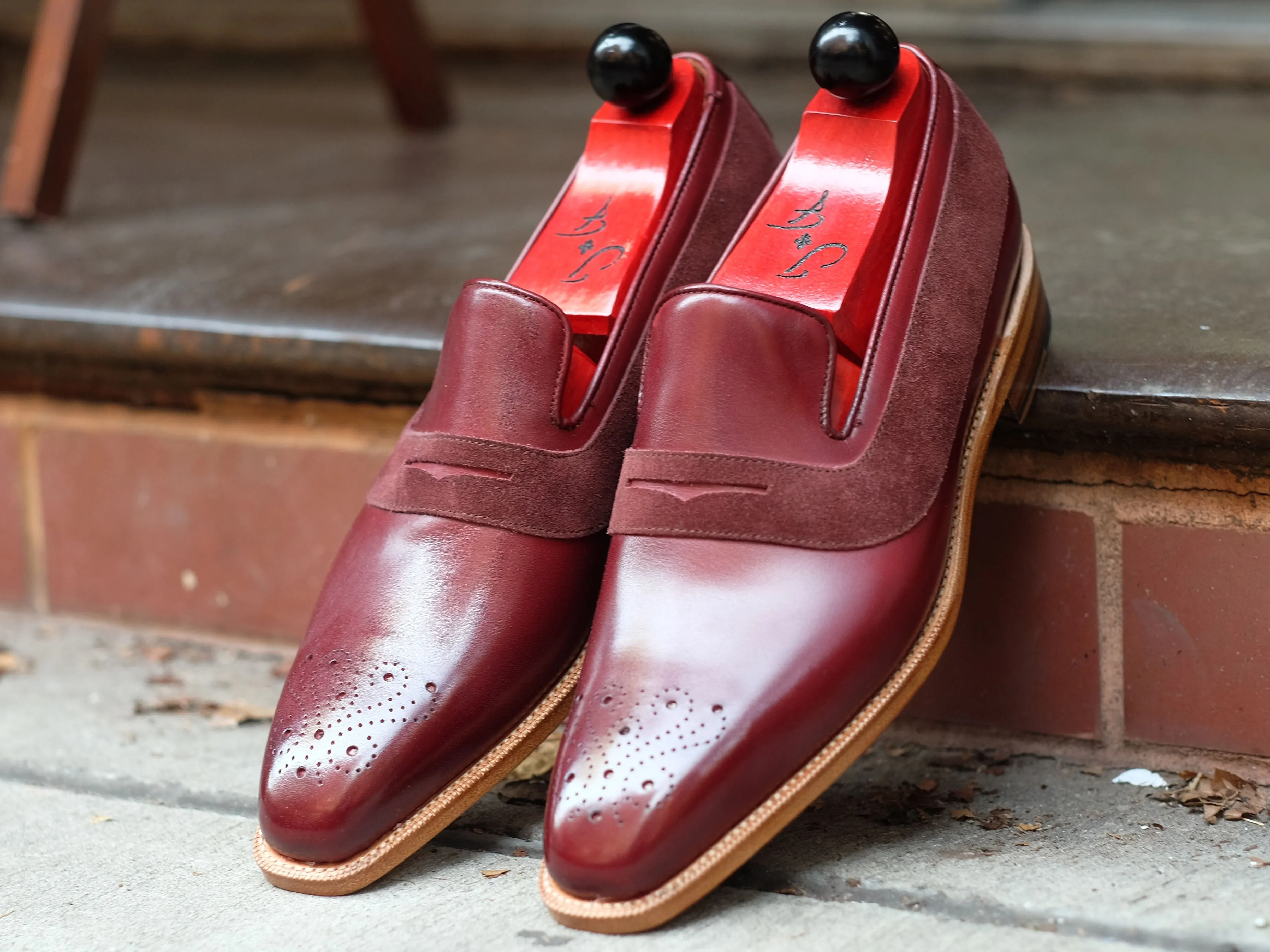 Marcos - MTO - Burgundy Calf / Burgundy Suede - LPB Last - Single Leather Sole