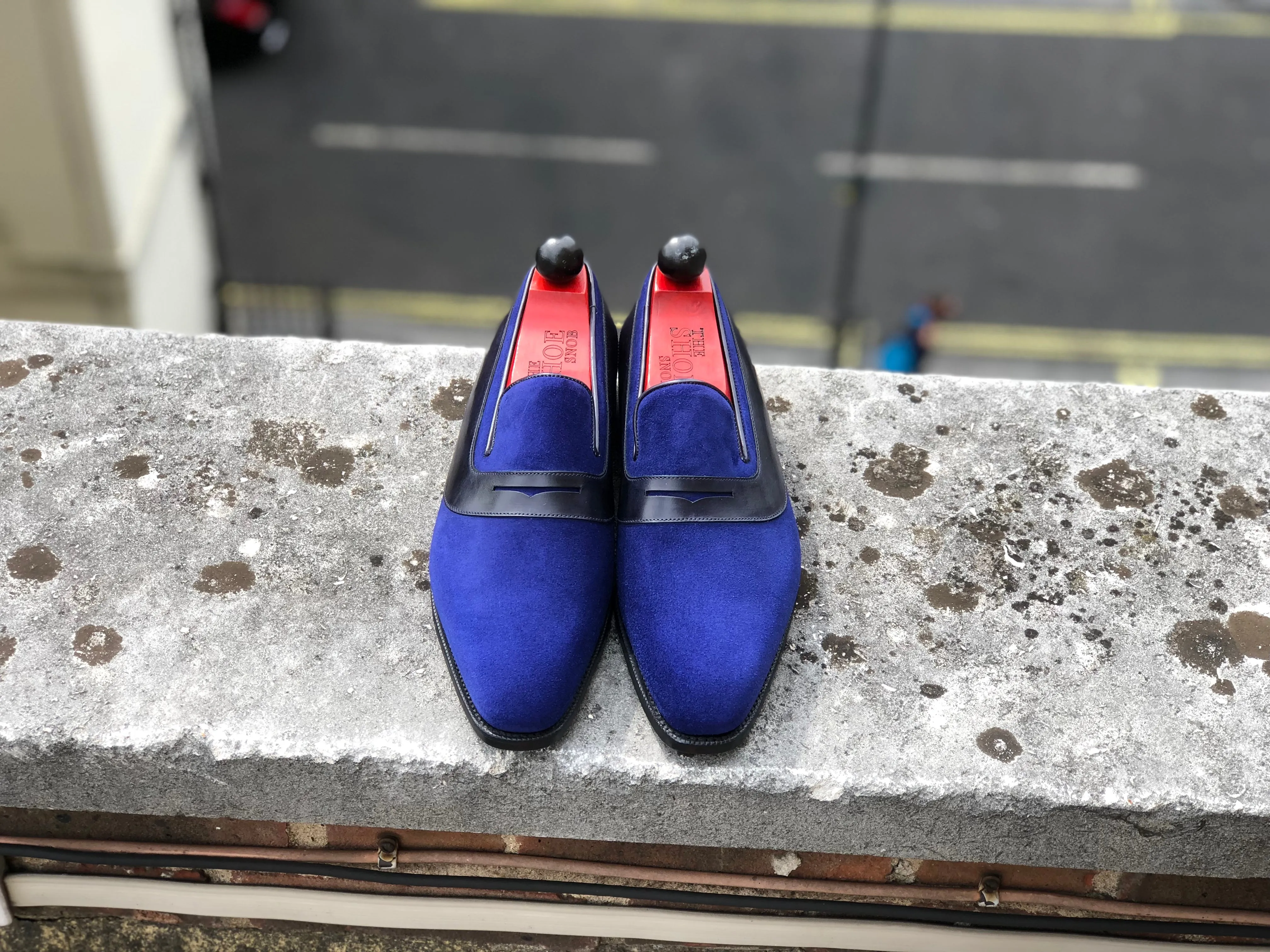 Marcos - MTO - Vivid Blue Suede / Black Calf - LPB Last - Single Leather Sole