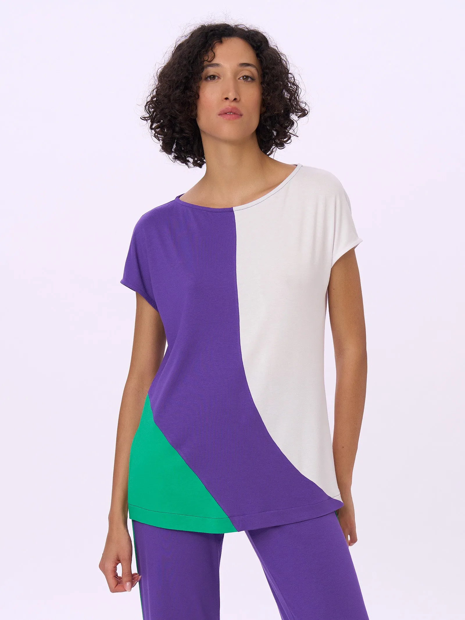 Maxi T-shirt multicolor in Viscosa Summer - Fant. Prism Violet