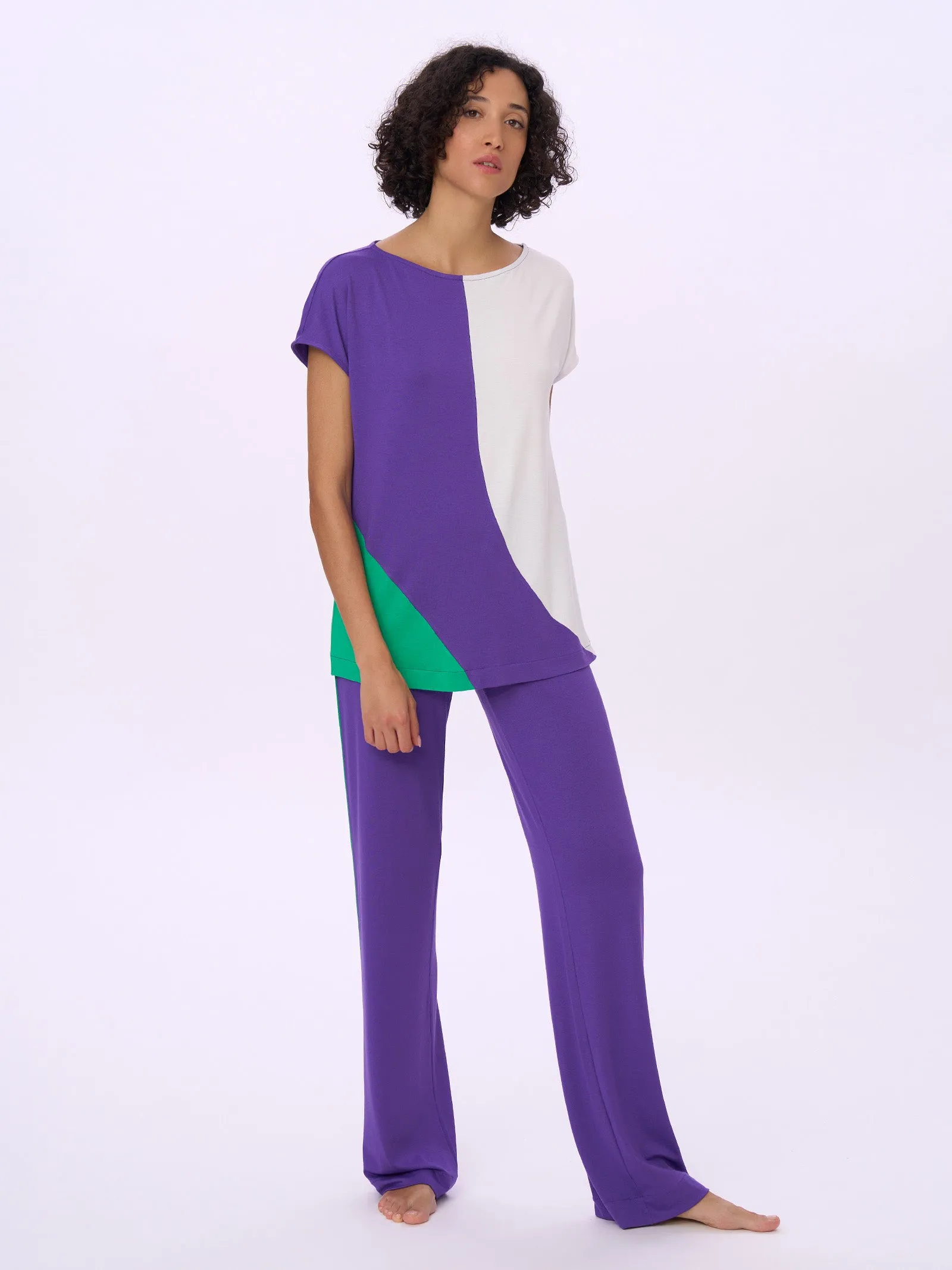 Maxi T-shirt multicolor in Viscosa Summer - Fant. Prism Violet