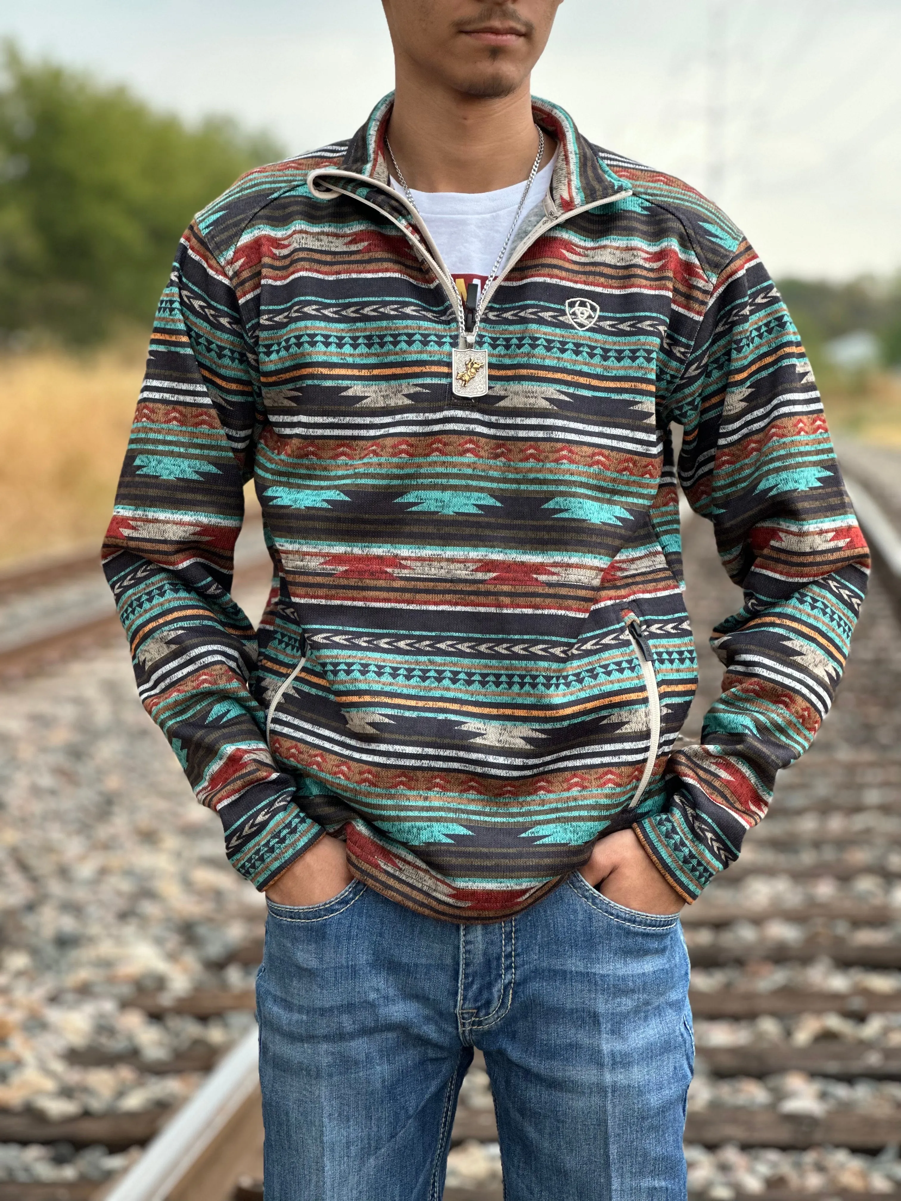 Men's Caldwell 1/4 Zip Sweater, Biscay Bay Serape - 10046668