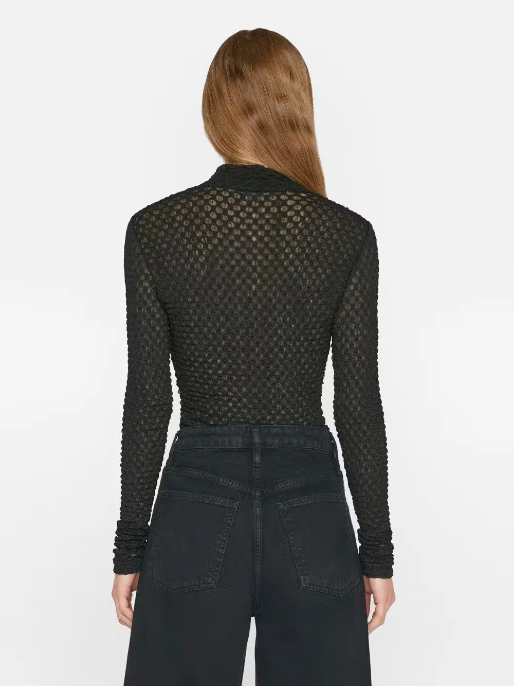 MESH LACE TURTLENECK