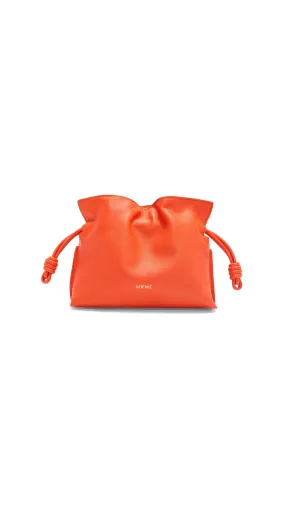 Mini Flamenco Clutch In Nappa Calfskin - Vivid Orange