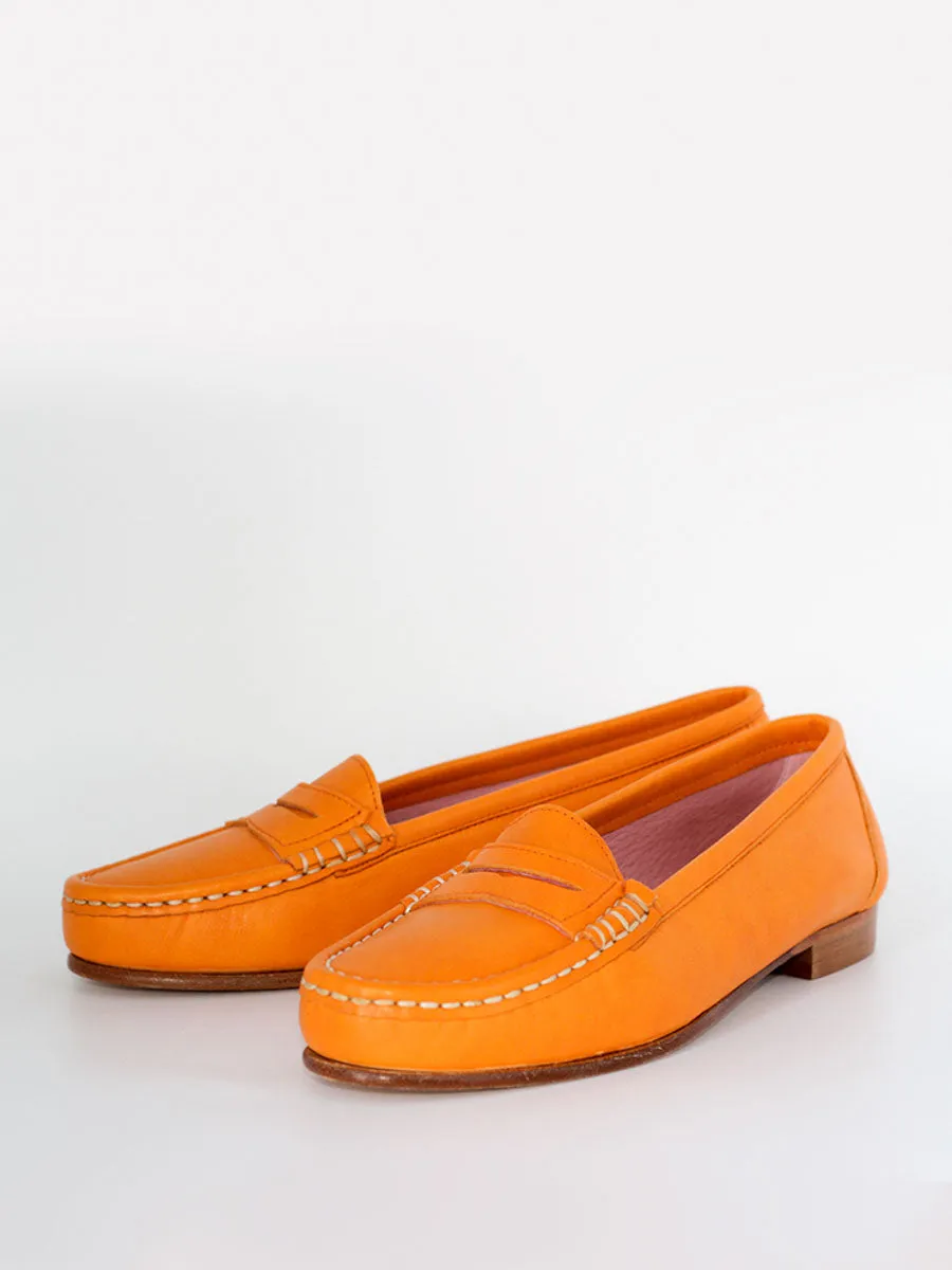 Mocasines de mujer Roma en piel de color naranja