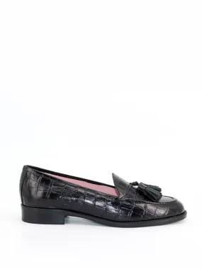 Mocasines Ibiza borlas piel coco negro