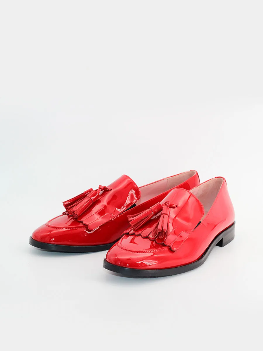 Mocasines Messina FB de piel charol color rojo